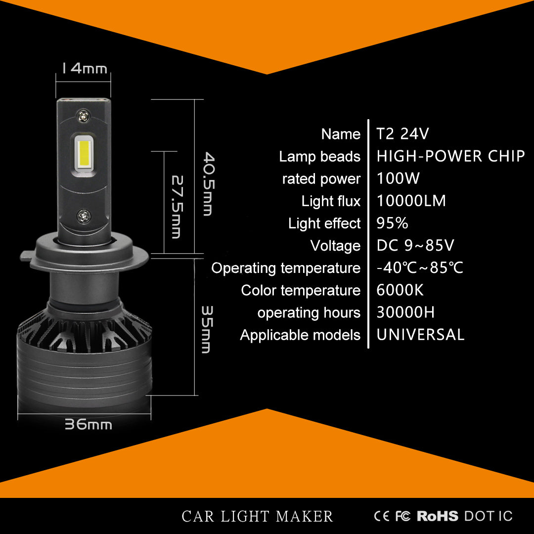 10,000 lm Car LED light Conversion Kit (T2 design) 9005 9006 9012 H7 H1 H3 H11/H4 H13 9007