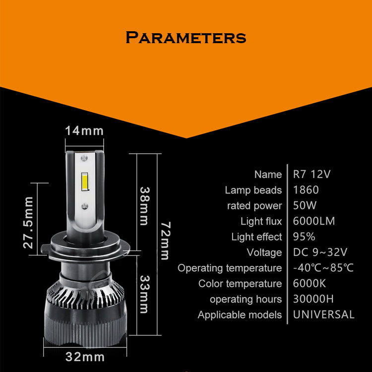 5,000 lm Car LED light Conversion Kit (R7 design) 9005 9006 9012 H7 H1 H3 H11/H4